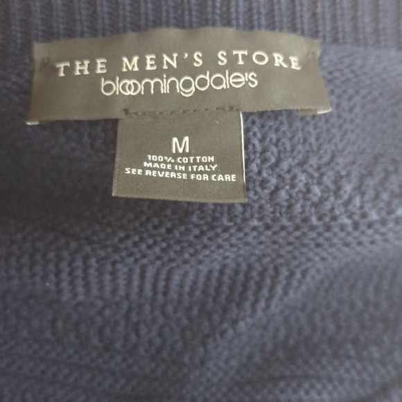 Bloomingdales Mens Textured Crew Neck Pullover Sweater Navy Blue Size M - Picture 7 of 7